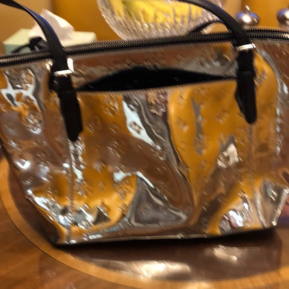 Like new Michael Kors shiny silver tote - Picture 2 of 6